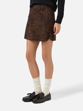 Eira mini skirt in double fabric with leopard print