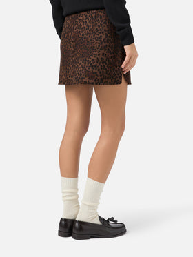 Eira mini skirt in double fabric with leopard print