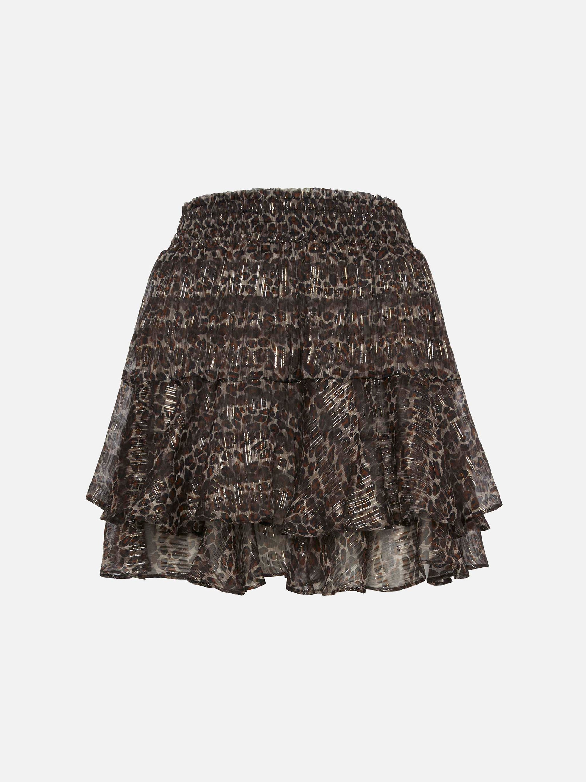 Eivissa ruffled mini skirt in lurex silk voile with animalier print - MC2 Saint Barth