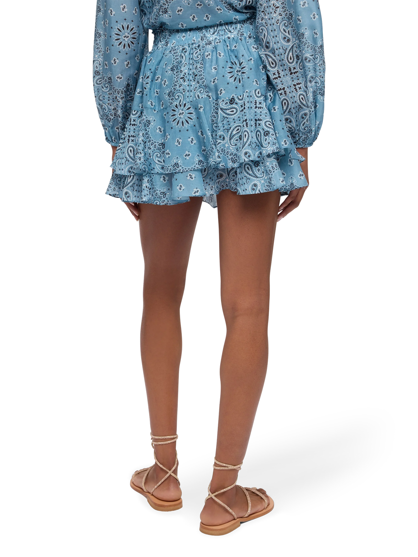 Eivissa ruffled mini skirt in silk voile with bandanna print - MC2 Saint Barth