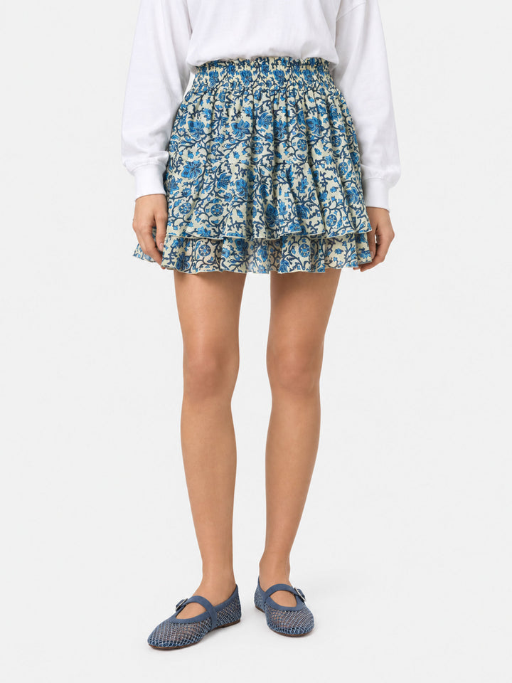 Woman silk voile ruffled mini skirt Eivissa