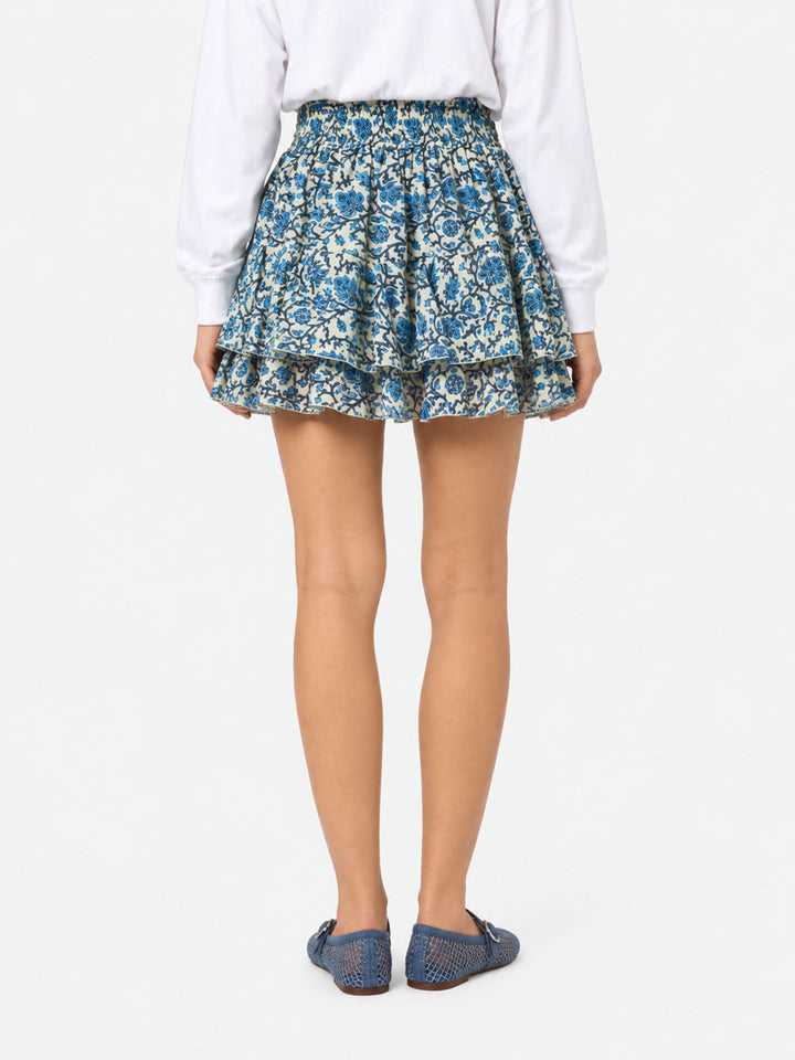 Woman silk voile ruffled mini skirt Eivissa