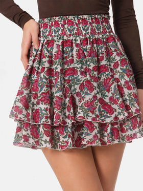 Minifalda Eivissa de voile de seda floral 