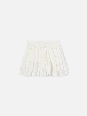 Gonna Evissa Jr in sangallo bianco a due balze