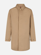 Beige stretch fabric trench Elbert with welt