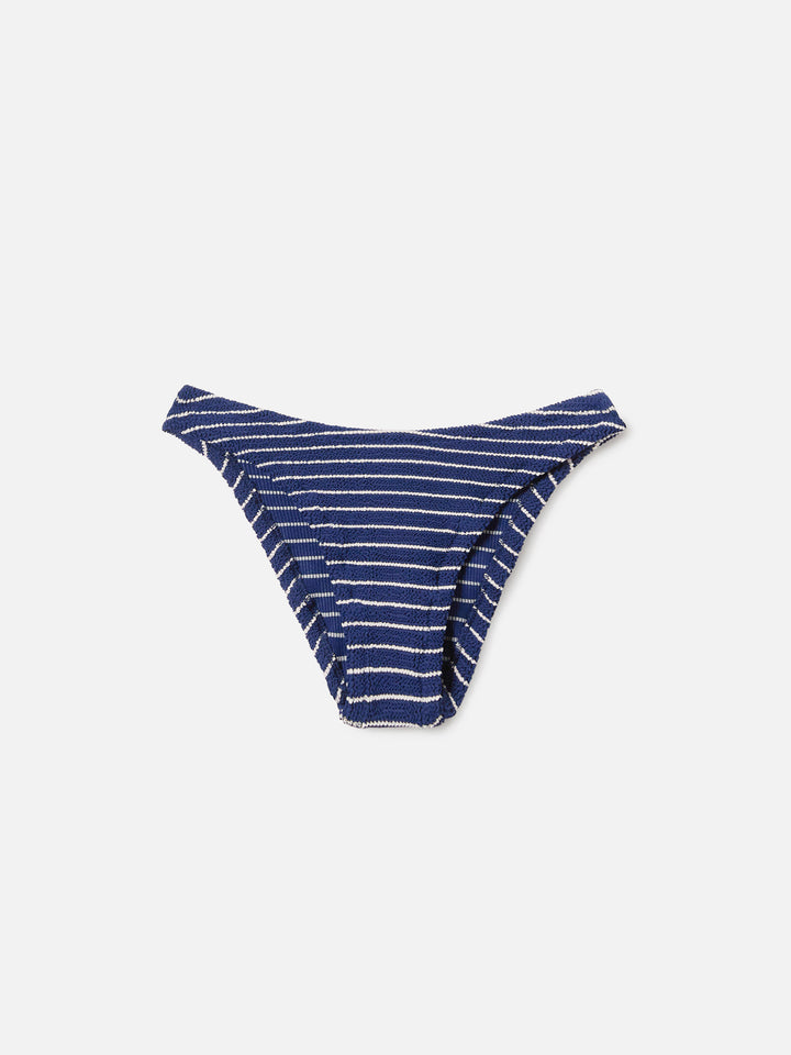 Slip mare Elise classico in tessuto crinkle blu navy a righe