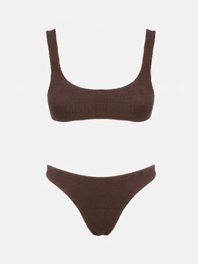 Bikini a bralette Naima Elise in crinkle marrone