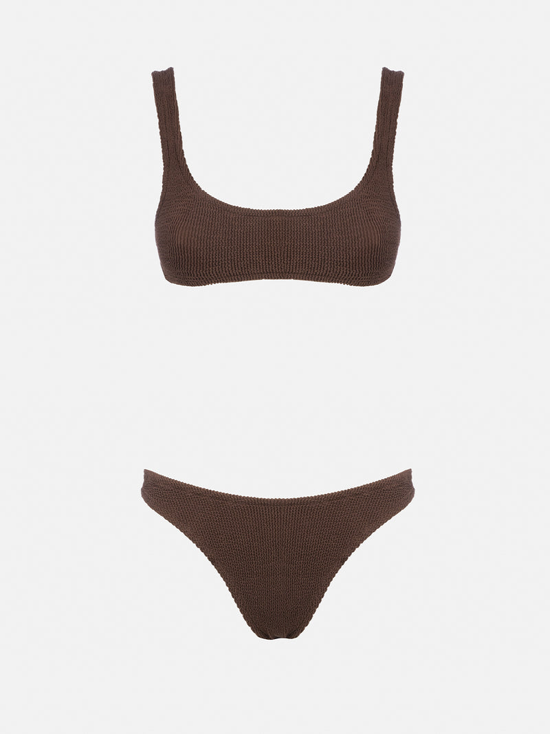 Woman brown crinkle bralette bikini Naima Elise