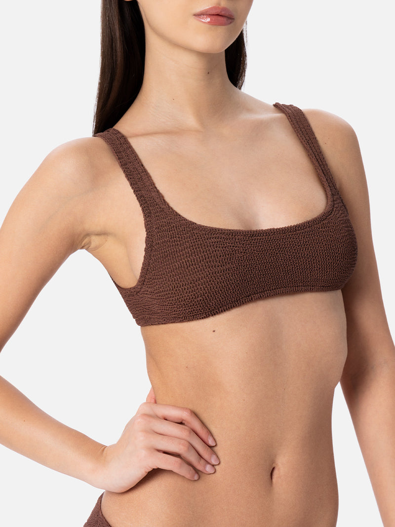 Woman brown crinkle bralette bikini Naima Elise