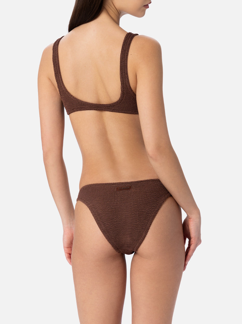 Woman brown crinkle bralette bikini Naima Elise