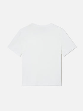 Elly T-shirt in white cotton with Selfie Queen embroidery