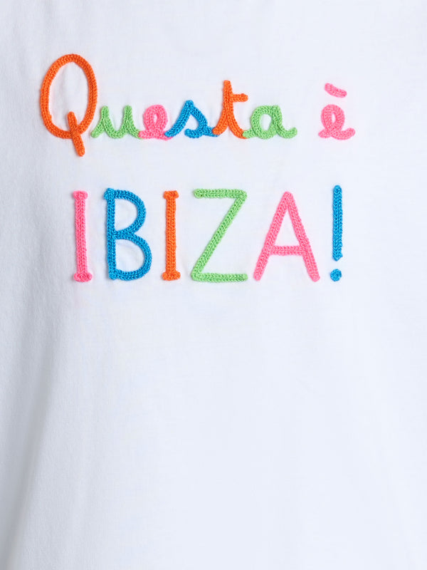 T-shirt girocollo Elly da bambina in jersey di cotone con ricamo Questa è Ibiza