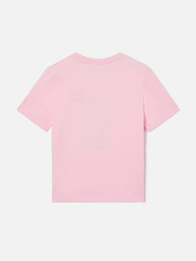 T-shirt Elly in cotone rosa con logo Saint Barth in strass