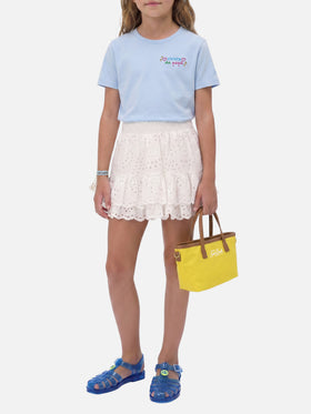 T-shirt Elly azzurra con ricamo Viziata da papà