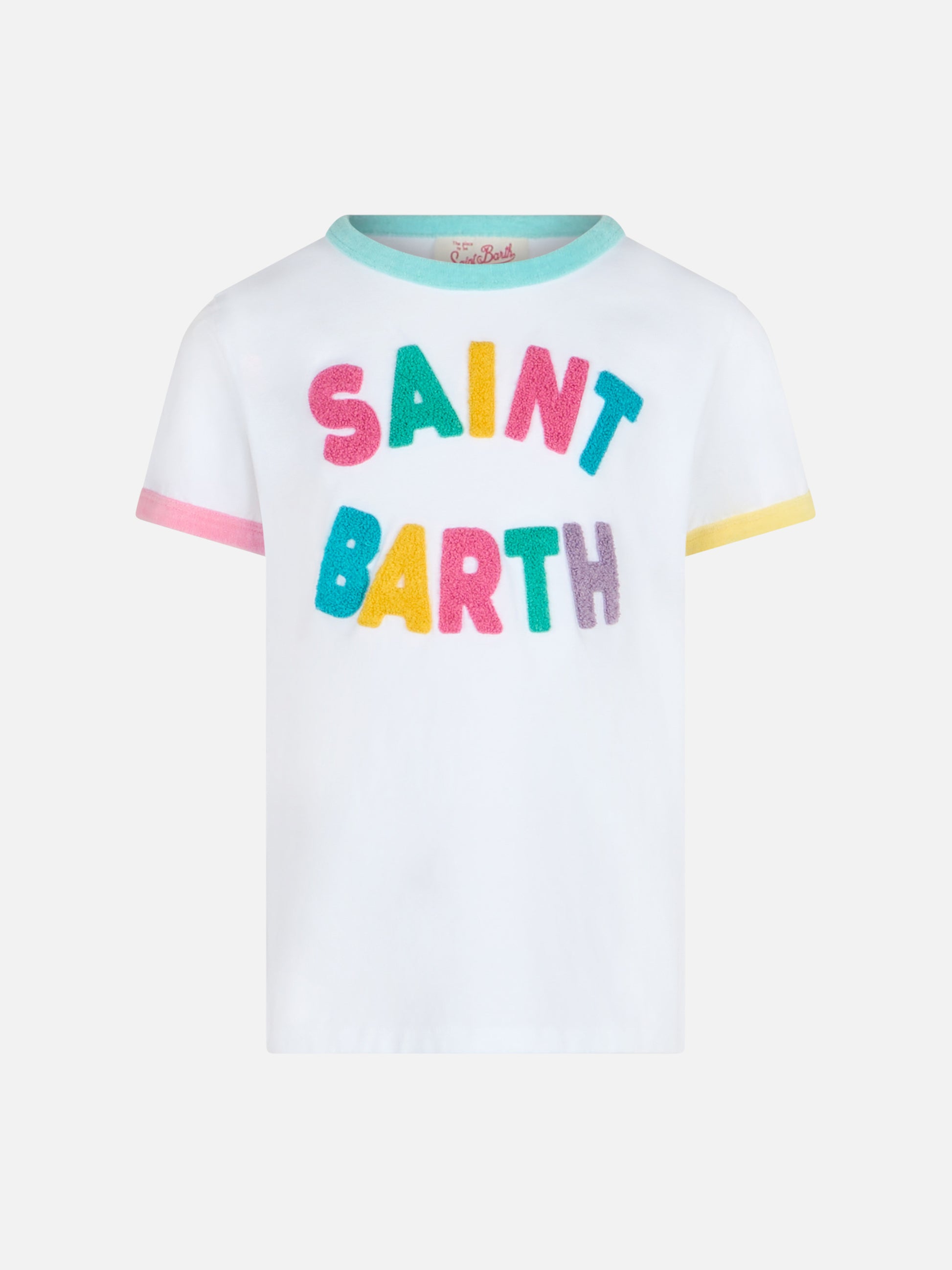 Girl cotton jersey crewneck t-shirt Elly with Saint Barth terry patch - MC2 Saint Barth