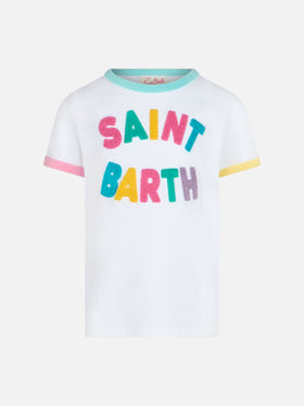 Girl cotton jersey crewneck t-shirt Elly with Saint Barth terry patch - MC2 Saint Barth