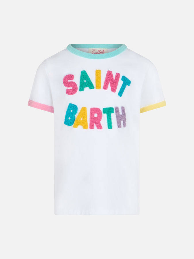 Mc2 Saint Barth T-shirt girocollo da bambina Elly in jersey di cotone con patch Saint Barth in spugna