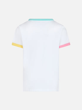 Girl cotton jersey crewneck t-shirt Elly with Saint Barth terry patch - MC2 Saint Barth