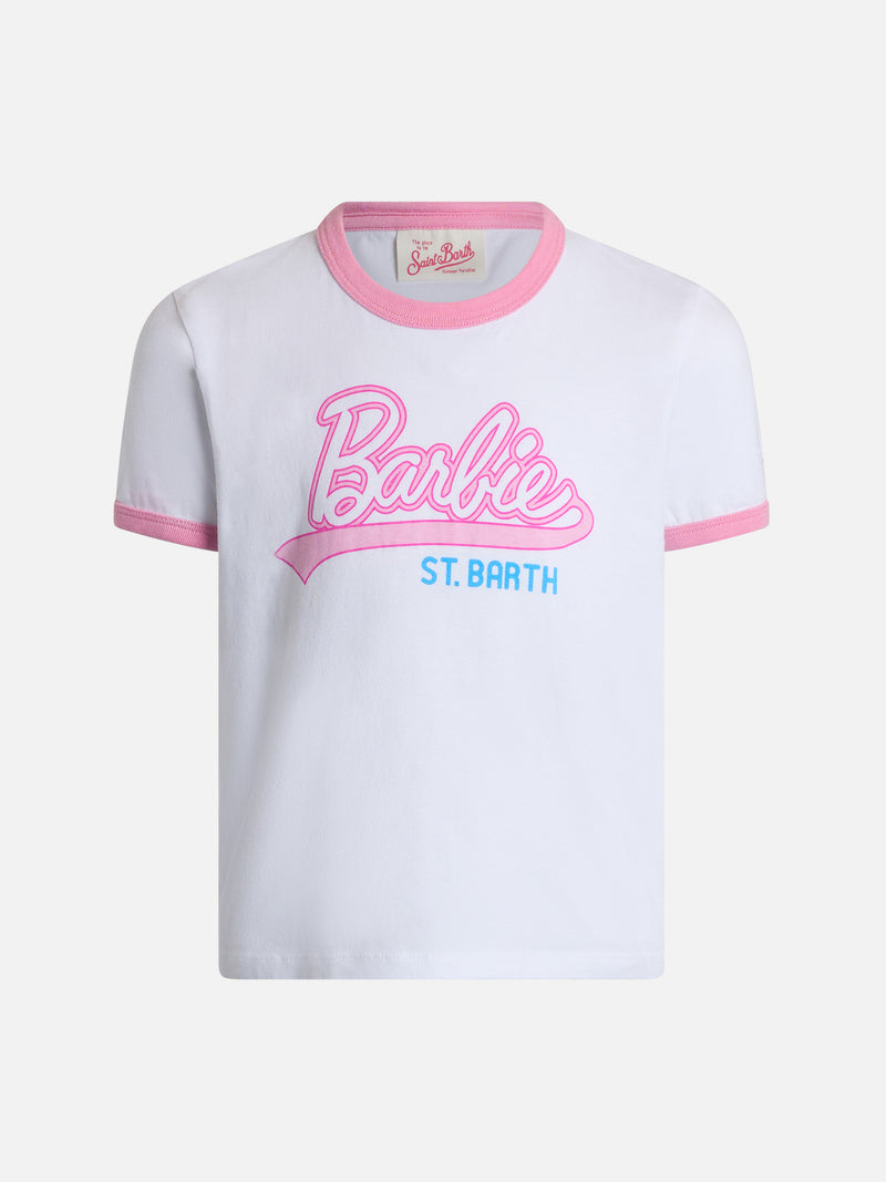 Girl cotton jersey crewneck t-shirt Elly with Barbie Saint Barth print | BARBIE SPECIAL EDITION