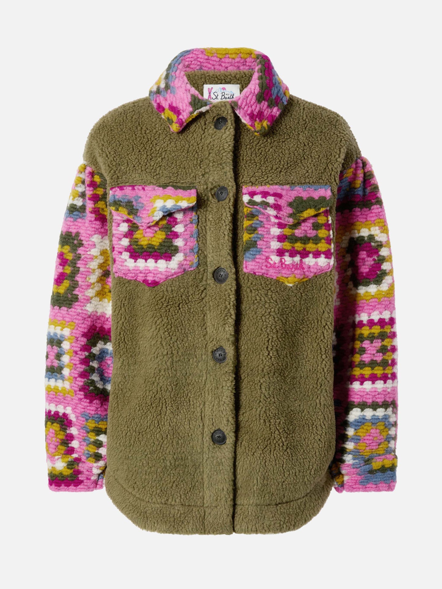 Sovracamicia da donna in sherpa con dettagli crochet