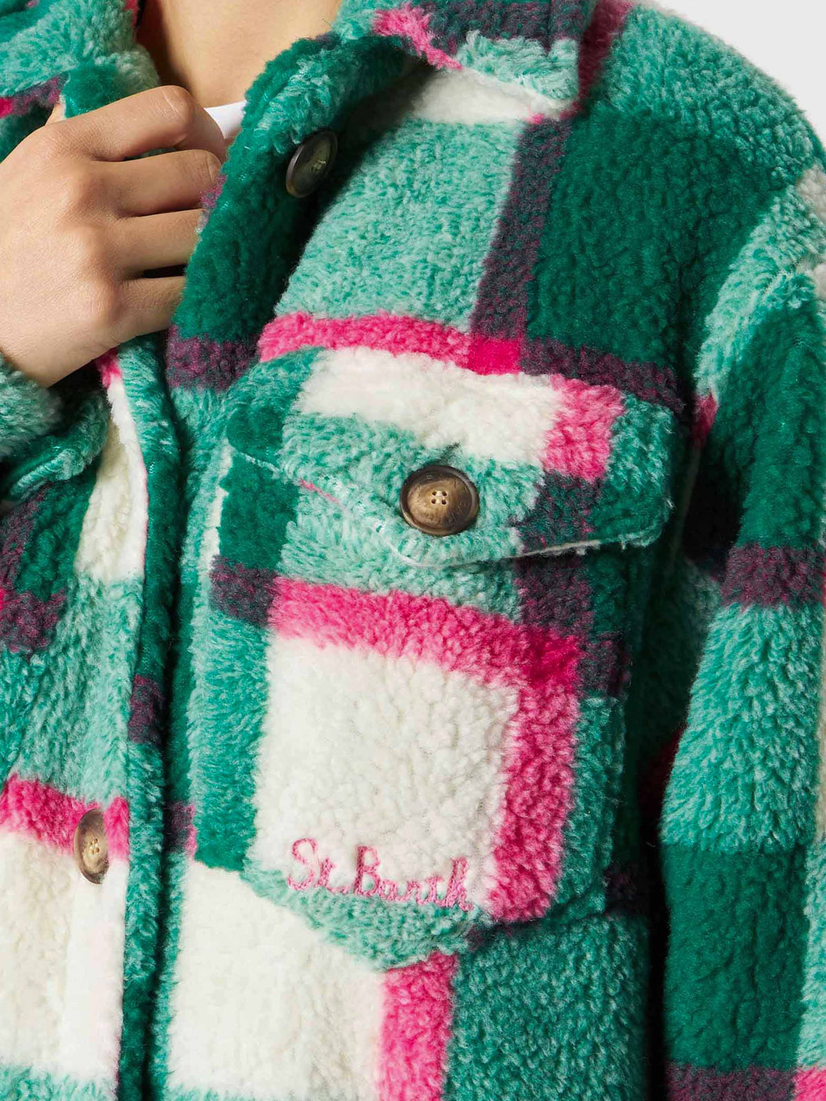 Veste surchemise Elys en sherpa à motif tartan 