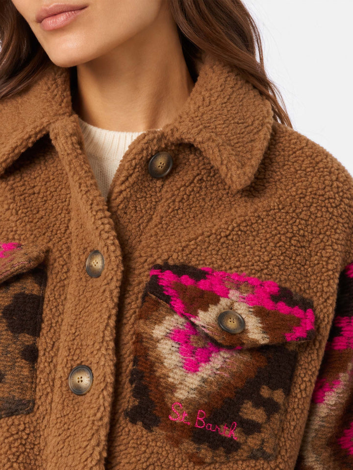 Sobrecamisa Elys de sherpa con estampado étnico 