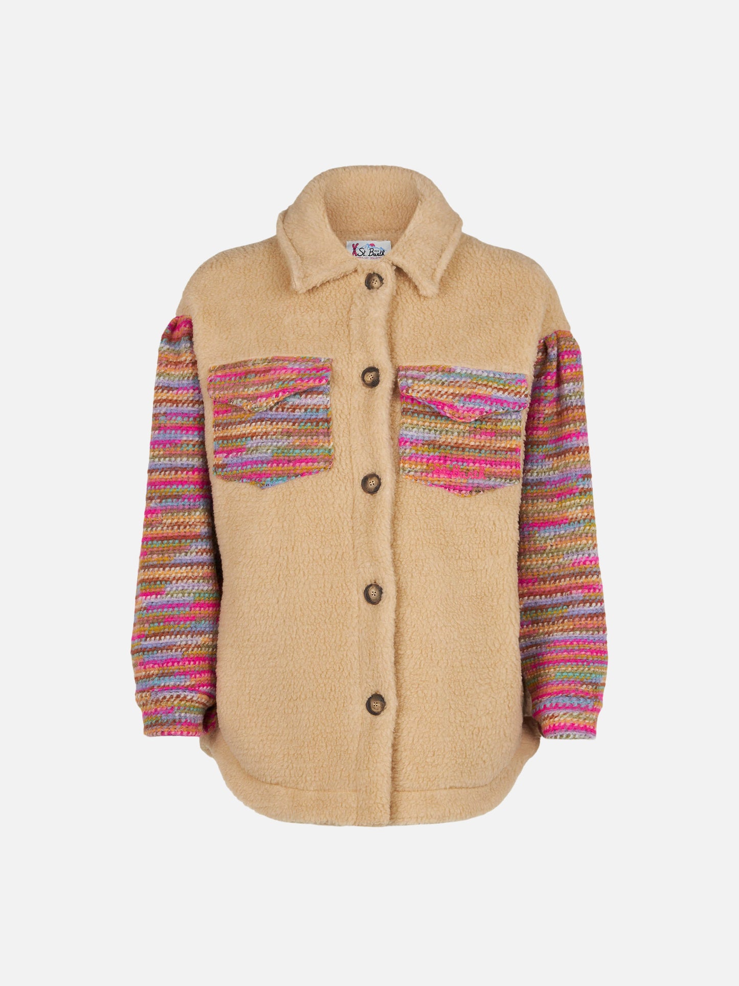 Beige overshirt Elys with crochet sleeves