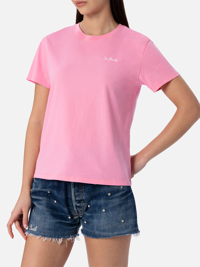 Mc2 Saint Barth Woman pink cotton jersey crewneck t-shirt Emilie