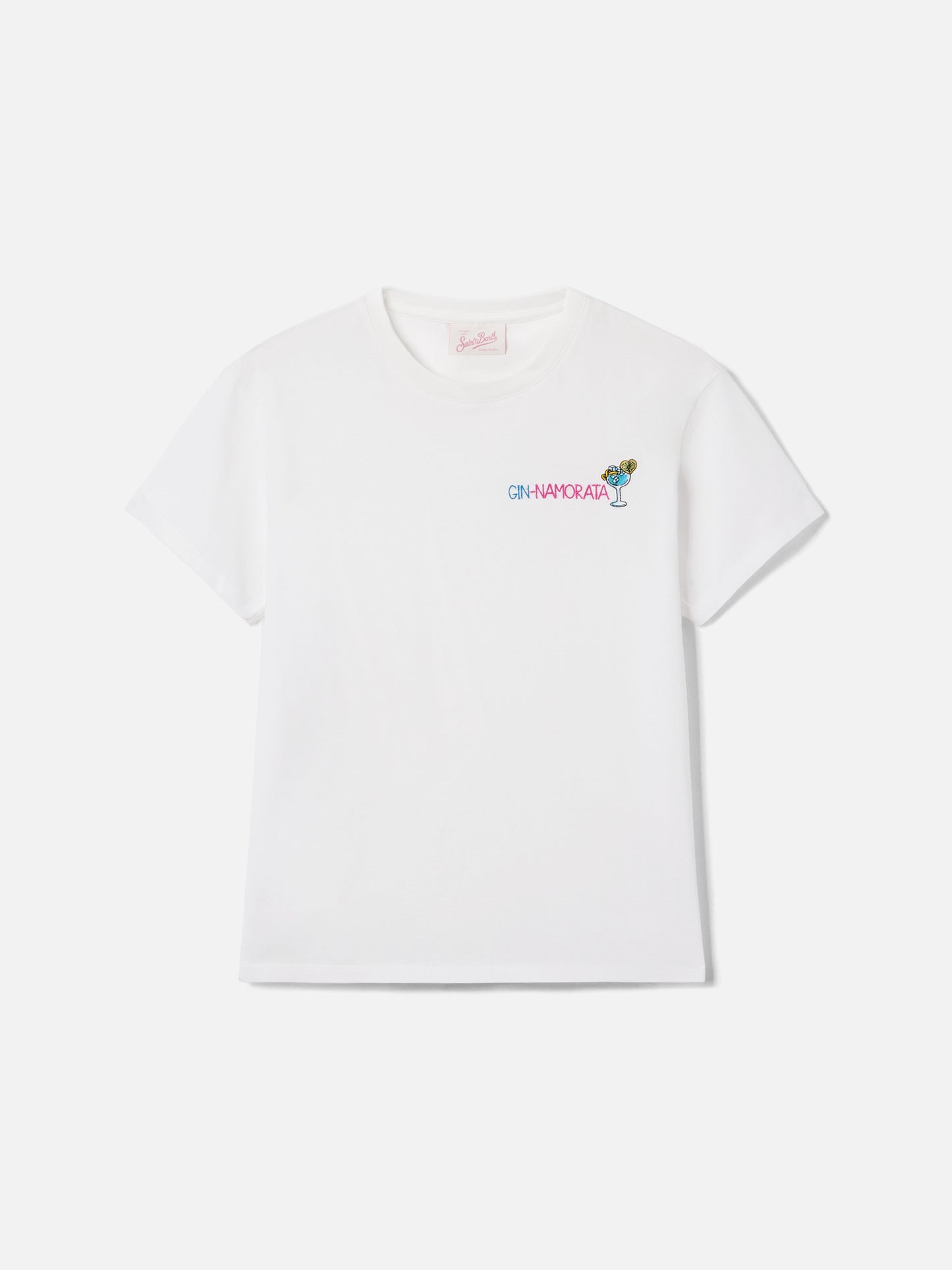 White Emilie T-shirt with Gin-namorata embroidery