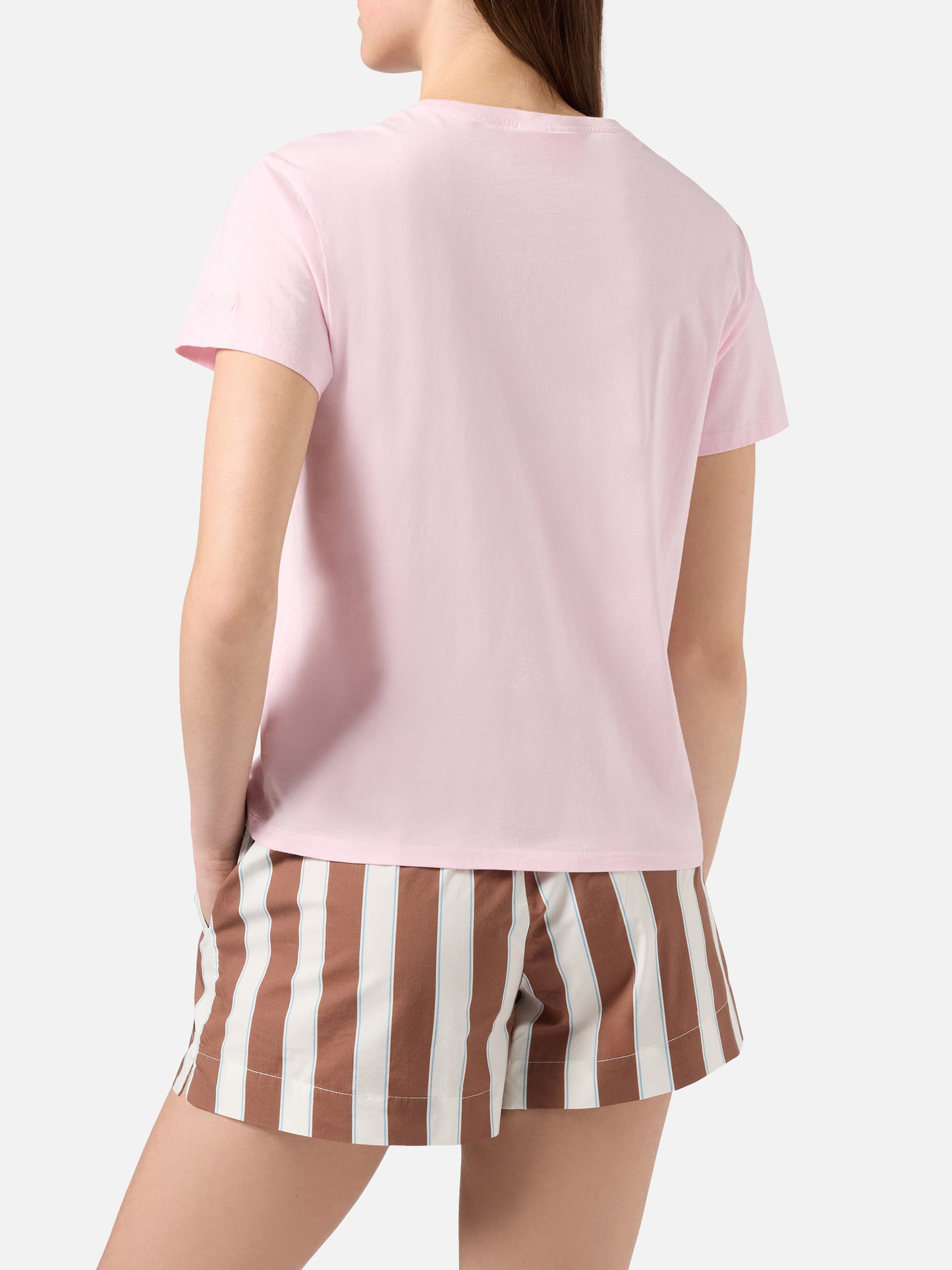 T-shirt Emilie rosa con ricamo Mi girano le pale