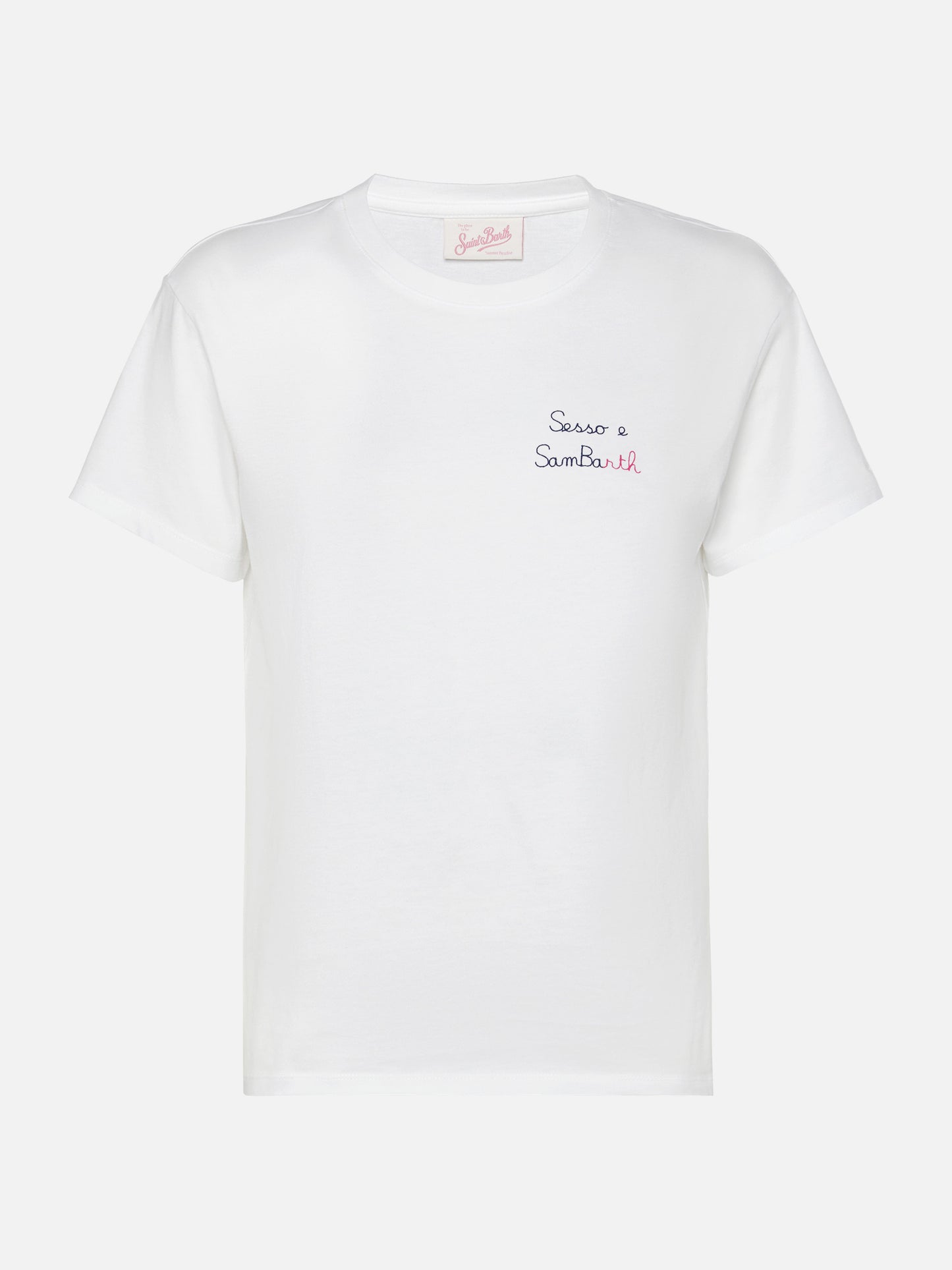 Baumwoll-T-Shirt Emilie mit Sesso e Sambarth-Stickerei