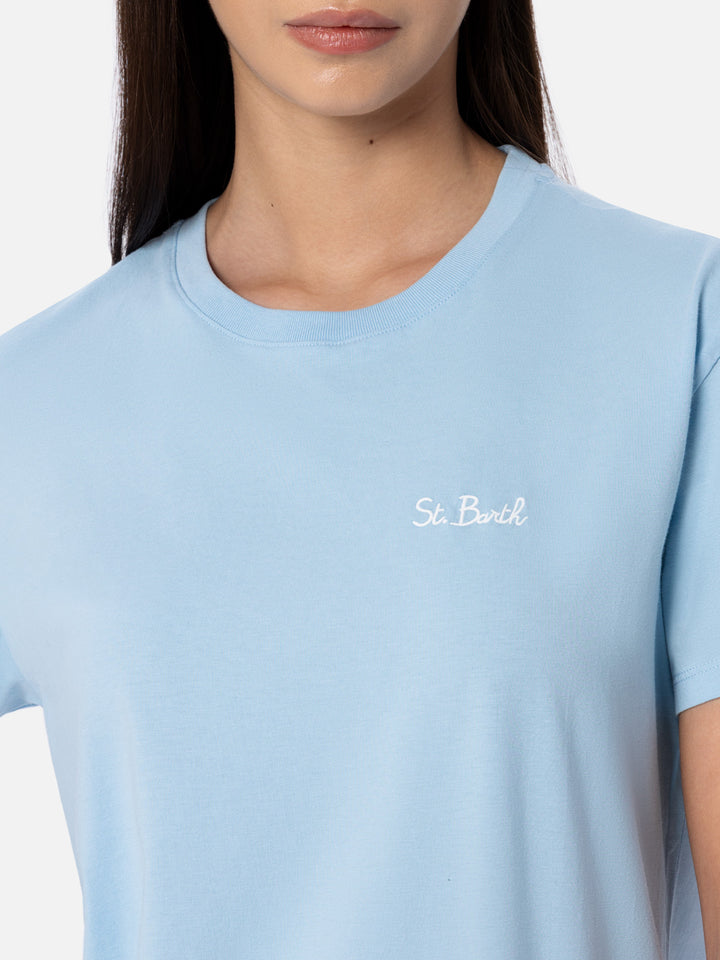Woman light blue cotton jersey crewneck t-shirt Emilie - MC2 Saint Barth