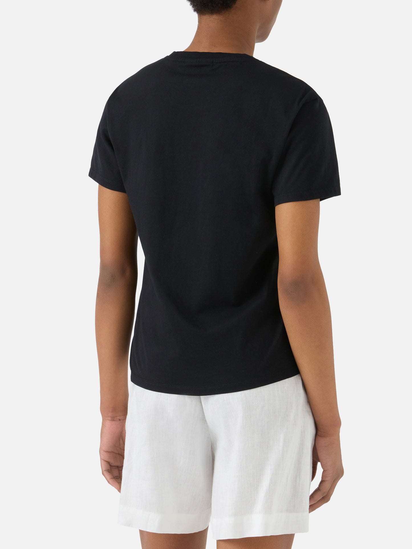 T-shirt Emilie nera con logo in strass