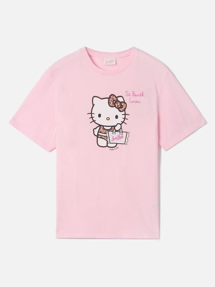 T-shirt Emilie rosa con stampa Hello Kitty e ricamo St. Barth Lover | Special edition