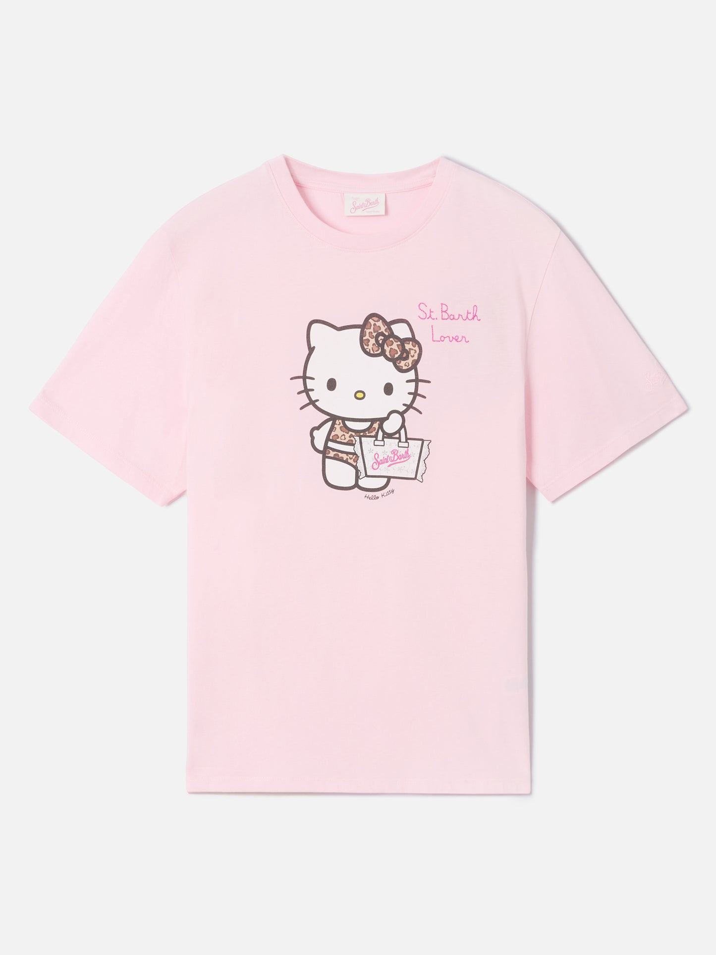 T-shirt Emilie rosa con stampa Hello Kitty e ricamo St. Barth Lover | Special edition