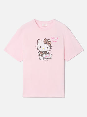 T-shirt Emilie rosa con stampa Hello Kitty e ricamo St. Barth Lover | Special edition