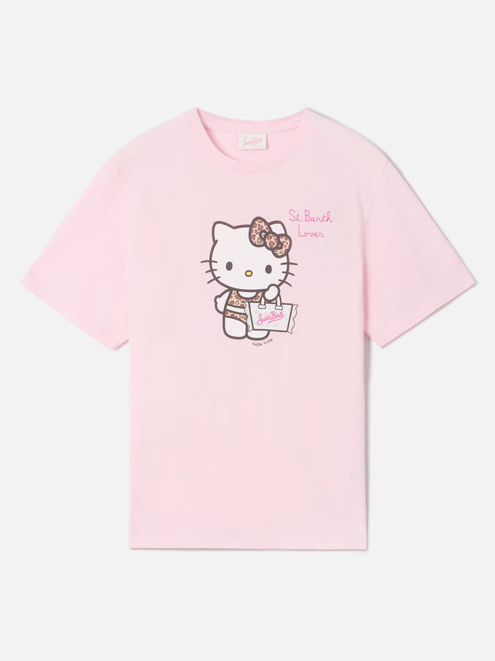 T-shirt Emilie rosa con stampa Hello Kitty e ricamo St. Barth Lover | Special edition