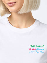 Damen-T-Shirt Emilie aus Baumwolljersey mit Rundhalsausschnitt und Stai-Calma-Stickerei