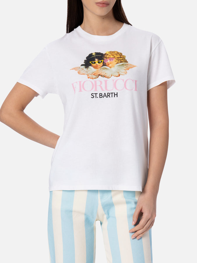 Mc2 Saint Barth Woman cotton jersey crewneck t-shirt Emilie with Fiorucci Angels placed print | FIORUCCI SPECIAL EDITION