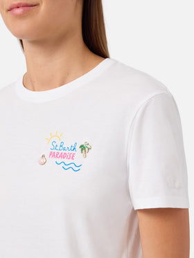 T-shirt Emilie blanc avec broderie charm St. Barth Paradise 