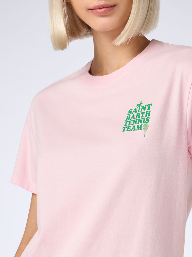 Mc2 Saint Barth Pink Cotton t-shirt with "St Barth tennis team" print