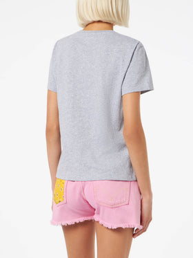 Woman cotton jersey crewneck t-shirt Emilie with Saint Barth Beach Club print - MC2 Saint Barth