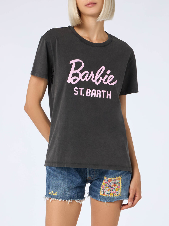 Mc2 Saint Barth Woman cotton jersey crewneck t-shirt Emilie with Barbie St. Barth print | BARBIE SPECIAL EDITION