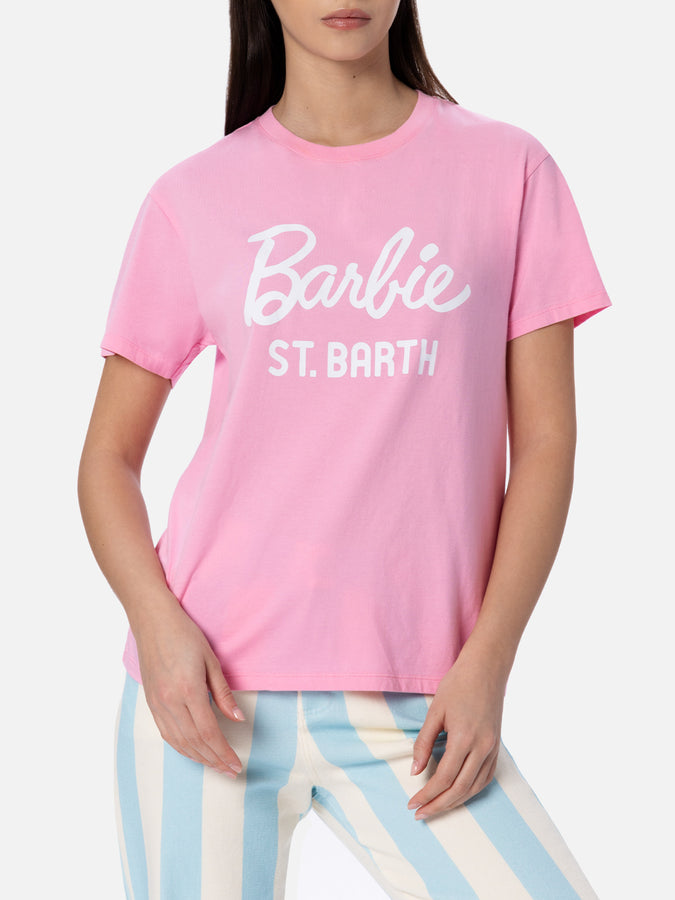 Mc2 Saint Barth Woman cotton jersey crewneck t-shirt Emilie with Barbie St. Barth print | BARBIE SPECIAL EDITION