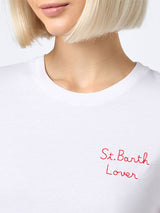 T-shirt da donna girocollo Emilie in jersey di cotone con ricamo St. Barth Lover