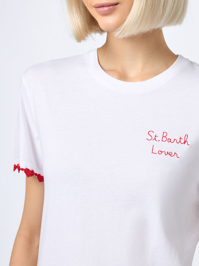 Mc2 Saint Barth T-shirt da donna girocollo Emilie in jersey di cotone con ricamo St. Barth Lover