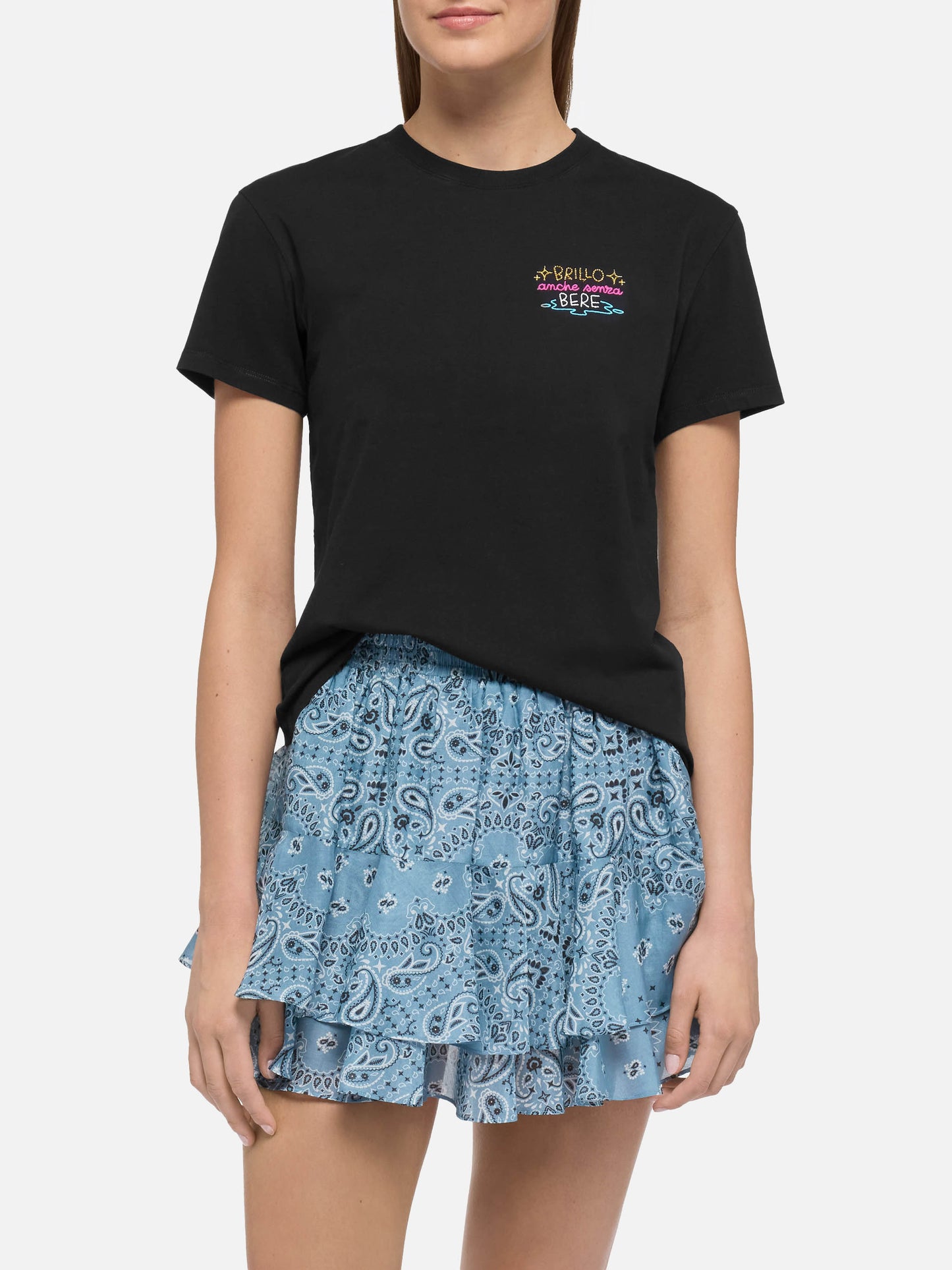 Emilie cotton t-shirt with Brillo senza bere embroidery | INSULTI LUMINOSI SPECIAL EDITION - MC2 Saint Barth