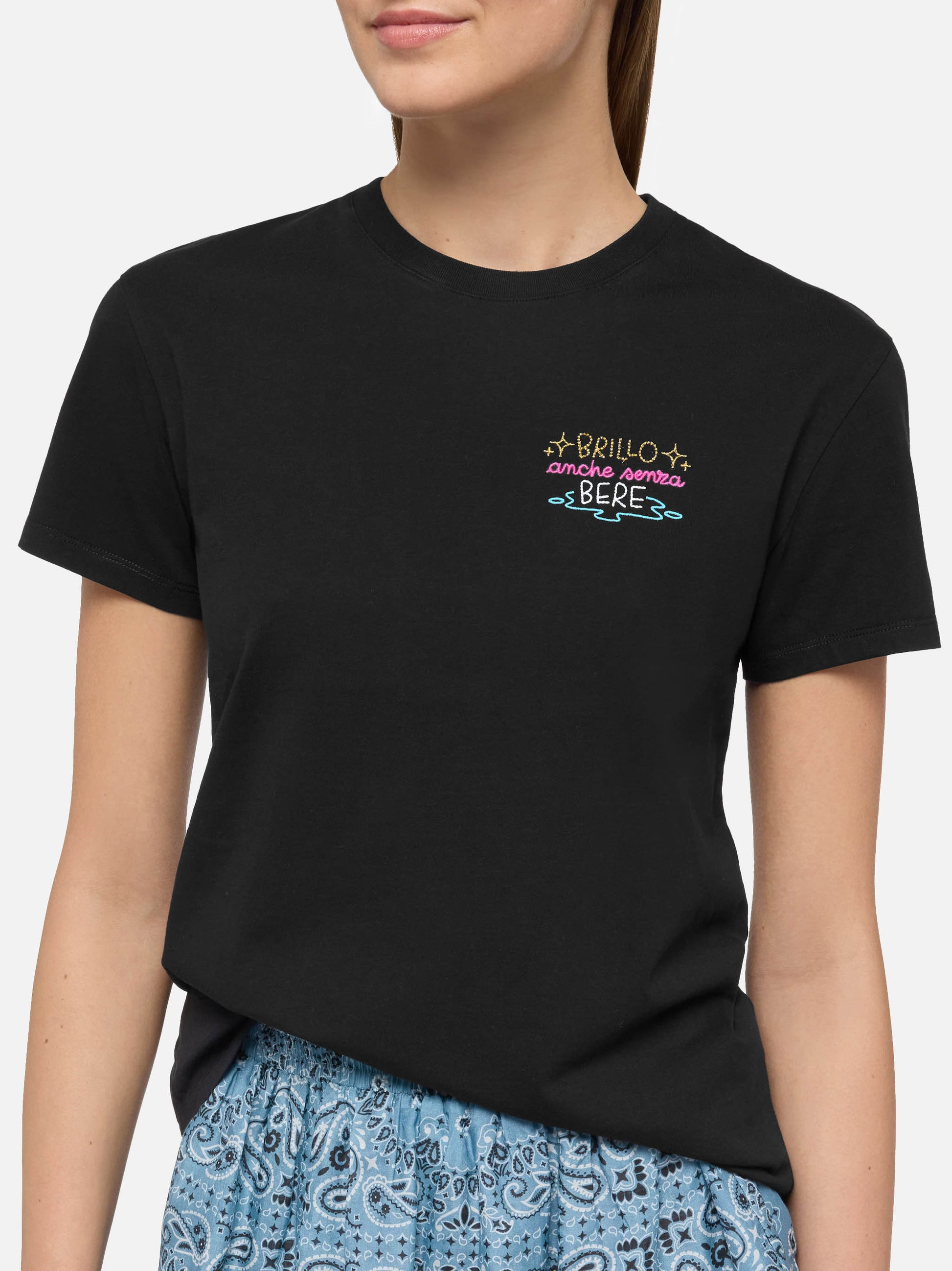 Emilie cotton t-shirt with Brillo senza bere embroidery | INSULTI LUMINOSI SPECIAL EDITION - MC2 Saint Barth