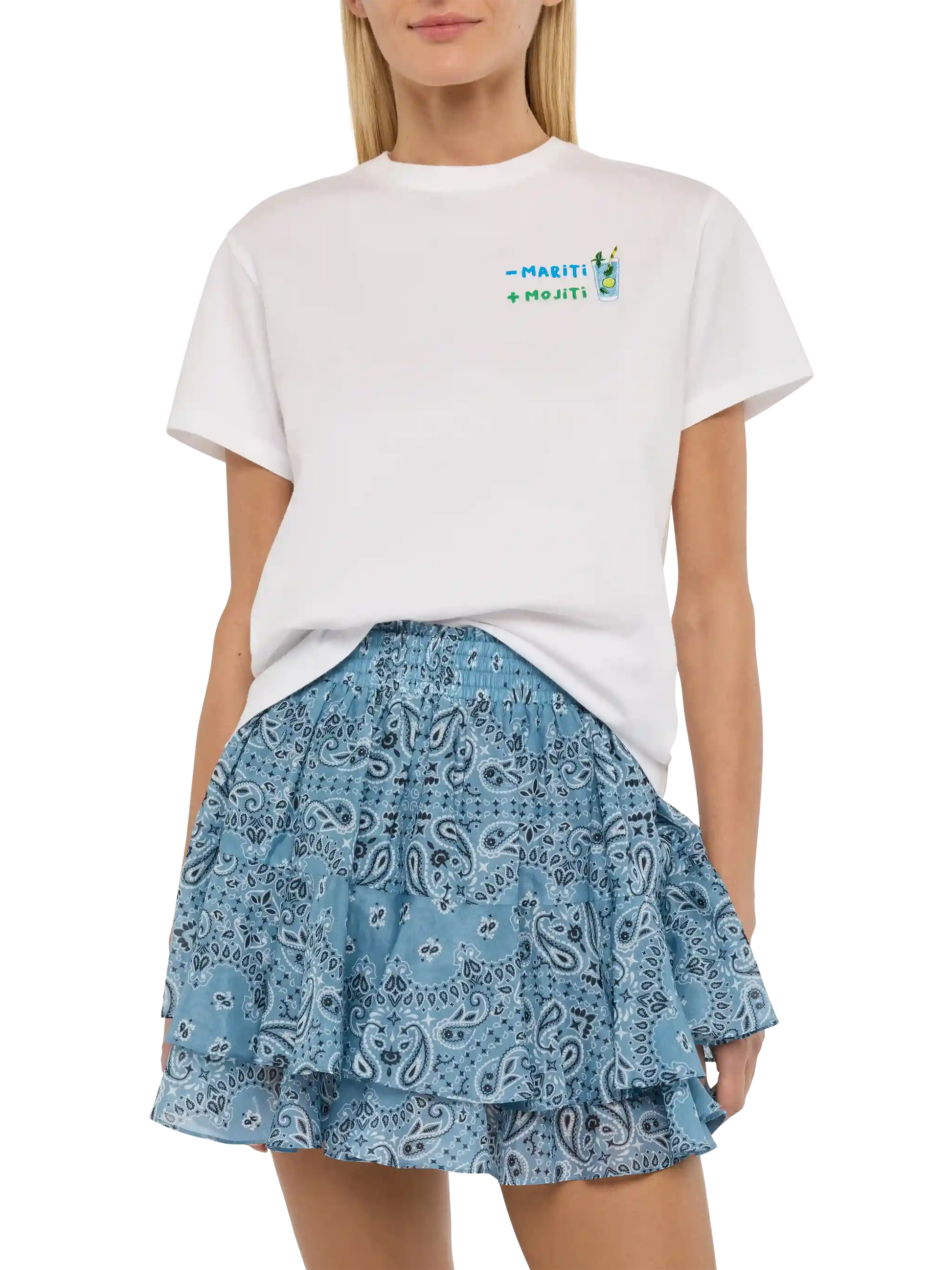Emilie cotton t-shirt with - mariti + mojiti embroidery - MC2 Saint Barth
