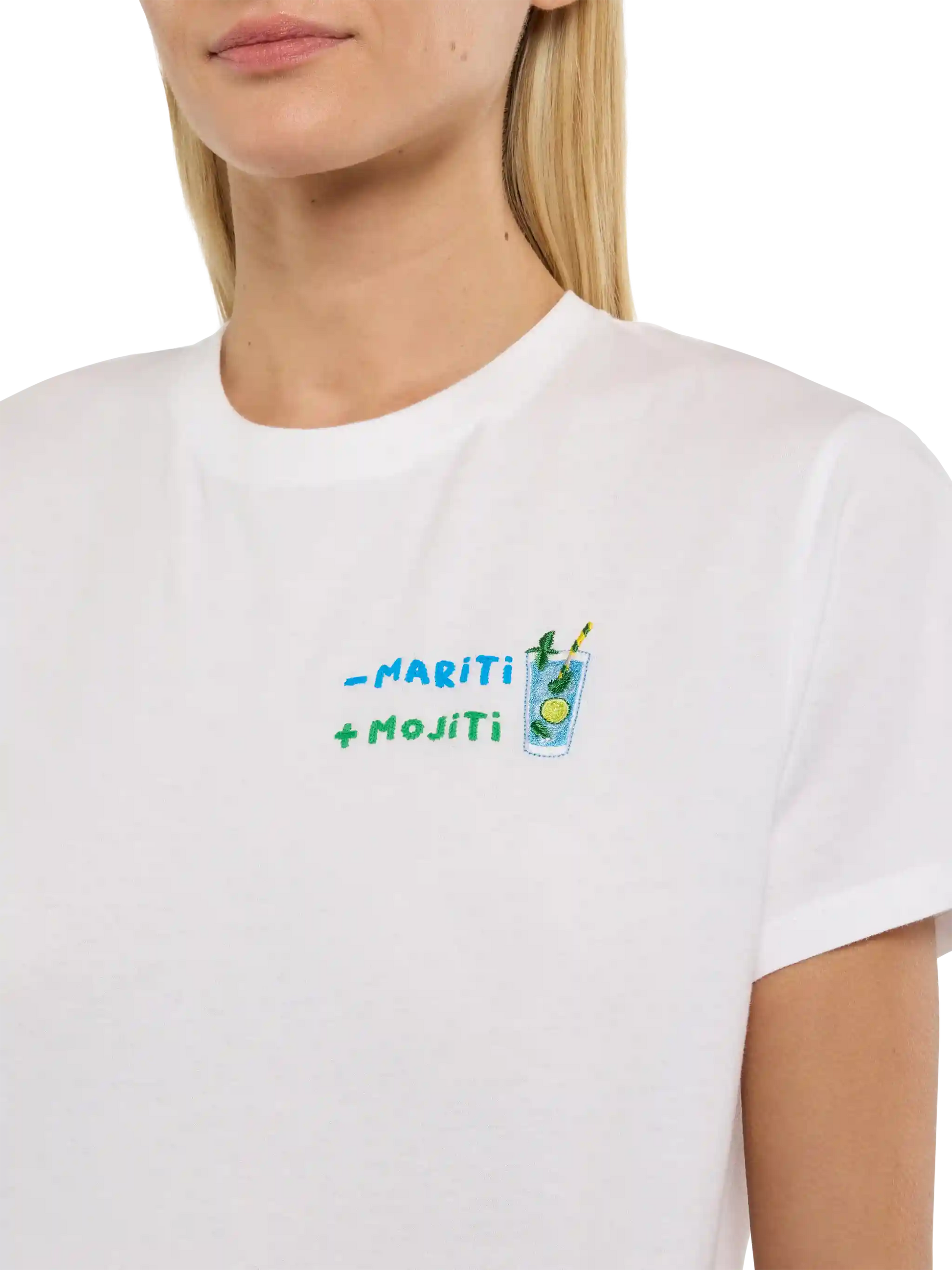 Emilie cotton t-shirt with - mariti + mojiti embroidery - MC2 Saint Barth